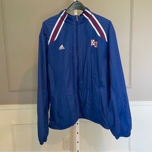 Adidas vintage University of Kansas KU Jayhawks full zip windbreaker jacket XL